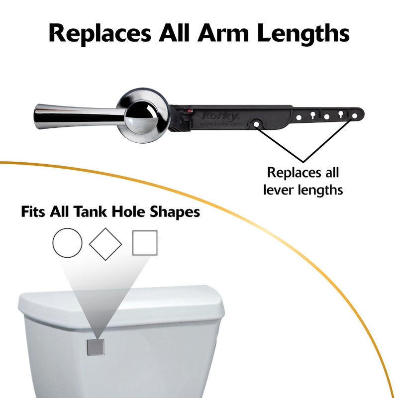 Korky 6054BP StrongARM Tank Lever Universal to Fit Front Angled Side Left and Right Mount Toilets, Chrome, Simple Style - Image 4
